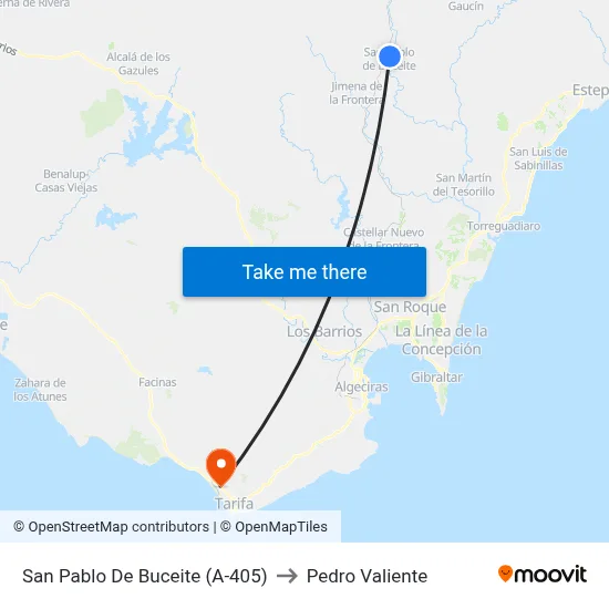 San Pablo De Buceite (A-405) to Pedro Valiente map
