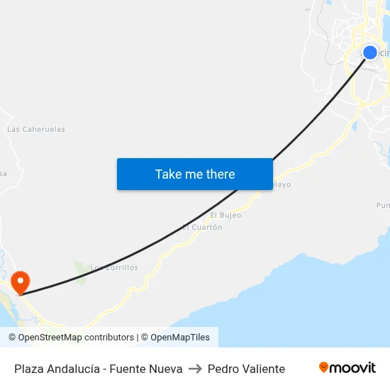 Plaza Andalucía - Fuente Nueva to Pedro Valiente map