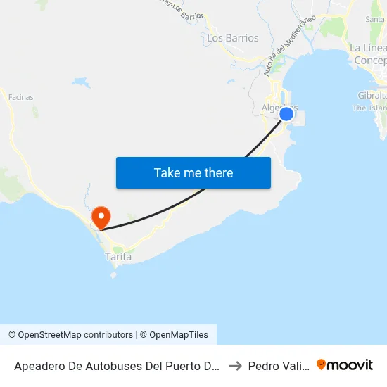 Apeadero De Autobuses Del Puerto De Algeciras to Pedro Valiente map