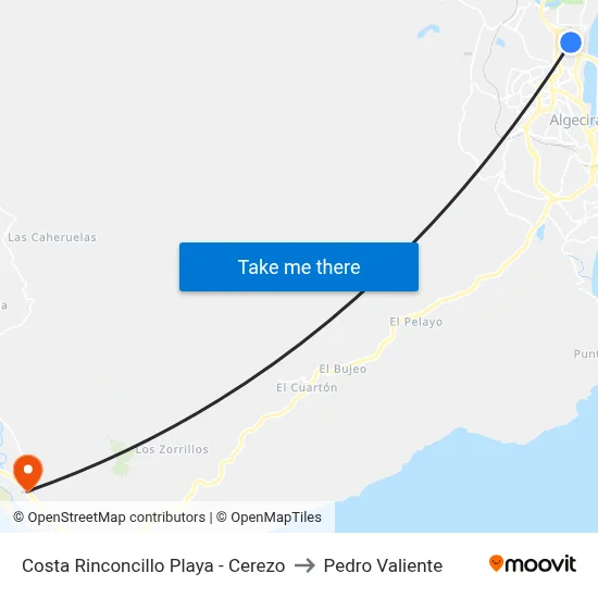 Costa Rinconcillo Playa - Cerezo to Pedro Valiente map