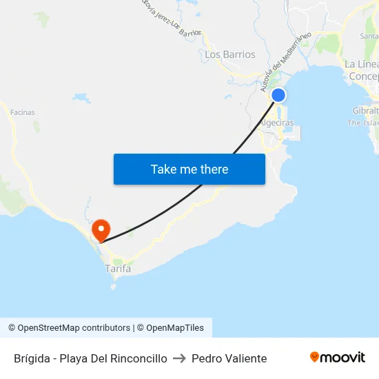 Brígida - Playa Del Rinconcillo to Pedro Valiente map