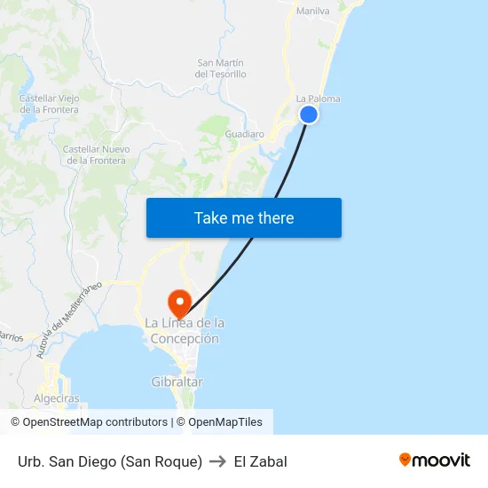 Urb. San Diego (San Roque) to El Zabal map