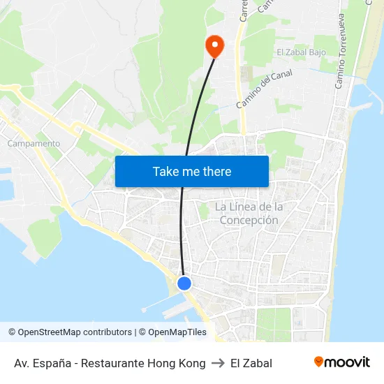 Av. España - Restaurante Hong Kong to El Zabal map