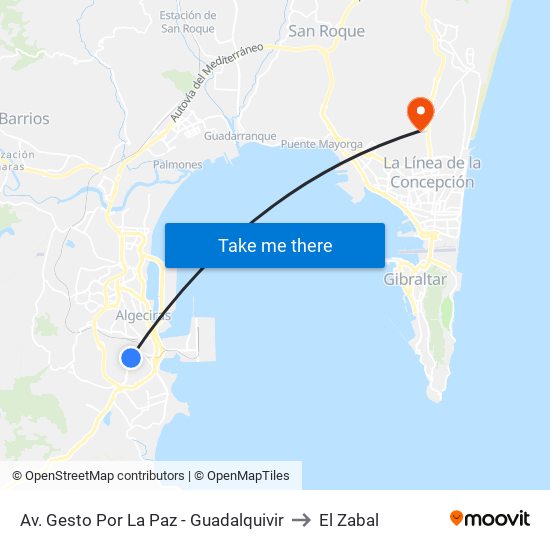 Av. Gesto Por La Paz - Guadalquivir to El Zabal map