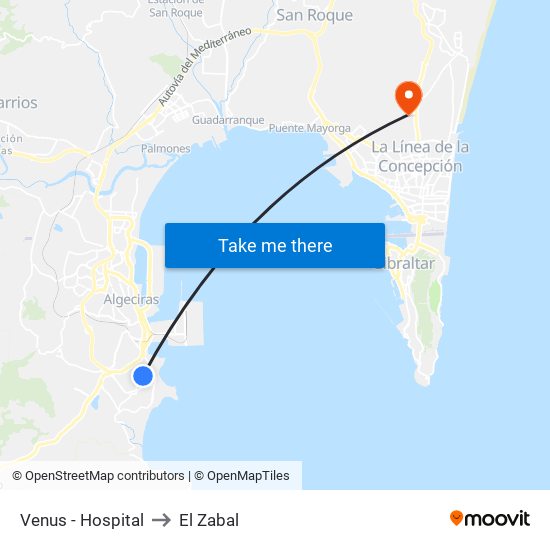 Venus - Hospital to El Zabal map