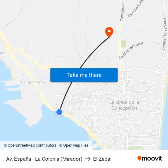 Av. España - La Colonia (Mirador) to El Zabal map