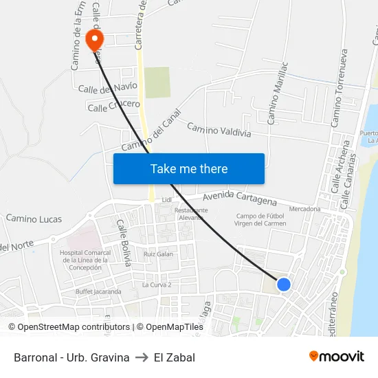 Barronal - Urb. Gravina to El Zabal map