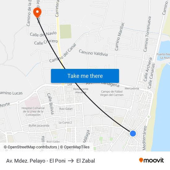 Av. Mdez. Pelayo - El Poni to El Zabal map