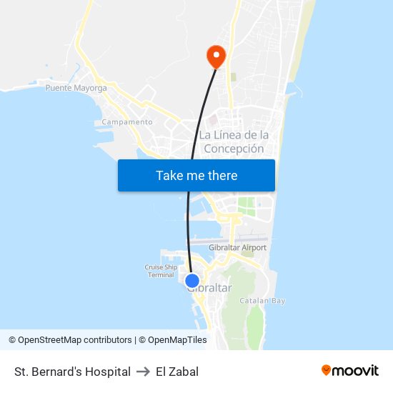St. Bernard's Hospital to El Zabal map