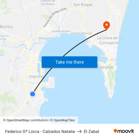 Federico Gª Lorca - Calzados Natalia to El Zabal map