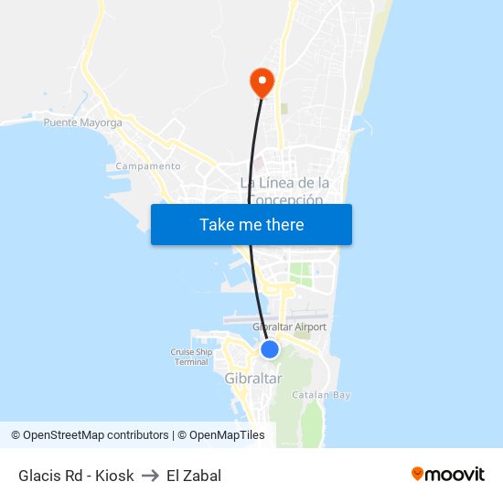 Glacis Rd - Kiosk to El Zabal map