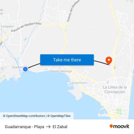 Guadarranque - Playa to El Zabal map