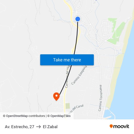 Av. Estrecho, 27 to El Zabal map