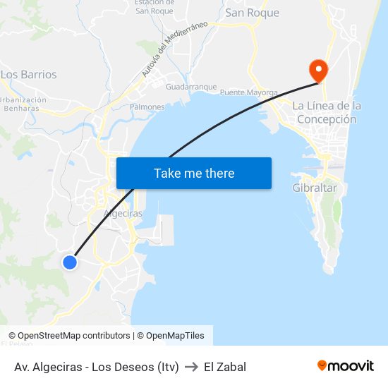 Av. Algeciras - Los Deseos (Itv) to El Zabal map