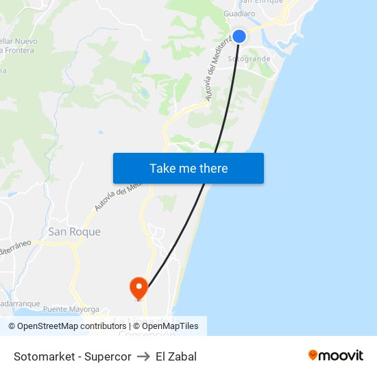 Sotomarket - Supercor to El Zabal map