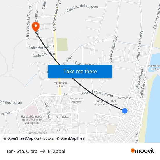Ter - Sta. Clara to El Zabal map