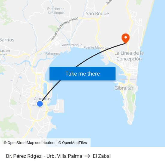 Dr. Pérez Rdgez. - Urb. Villa Palma to El Zabal map
