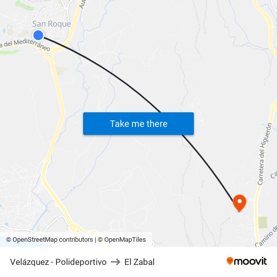 Velázquez - Polideportivo to El Zabal map