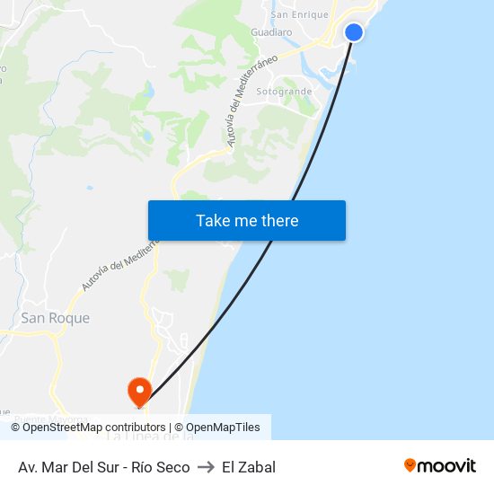 Av. Mar Del Sur - Río Seco to El Zabal map