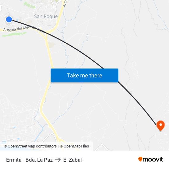 Ermita - Bda. La Paz to El Zabal map