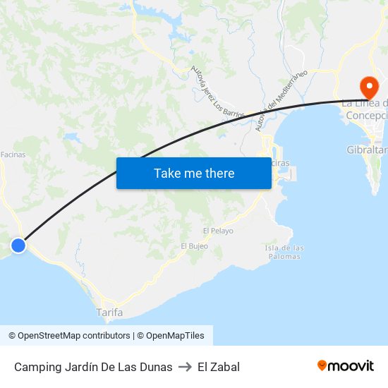 Camping Jardín De Las Dunas to El Zabal map