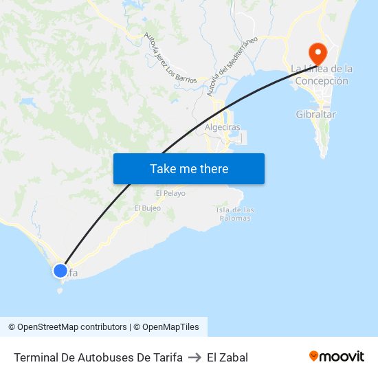 Terminal De Autobuses De Tarifa to El Zabal map