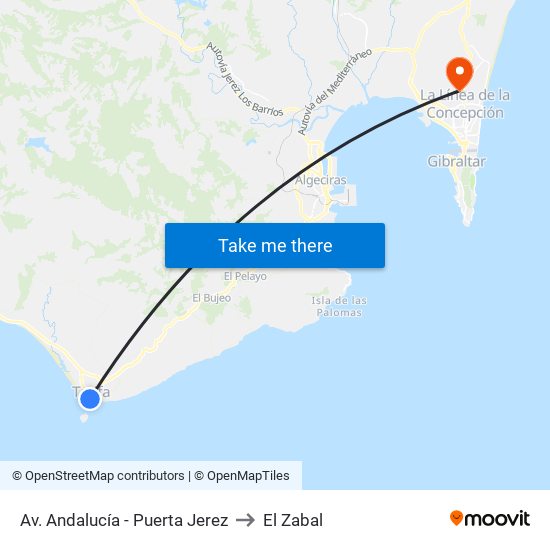 Av. Andalucía - Puerta Jerez to El Zabal map