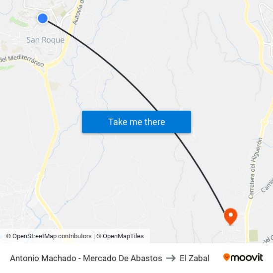 Antonio Machado - Mercado De Abastos to El Zabal map