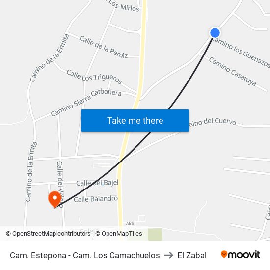 Cam. Estepona - Cam. Los Camachuelos to El Zabal map