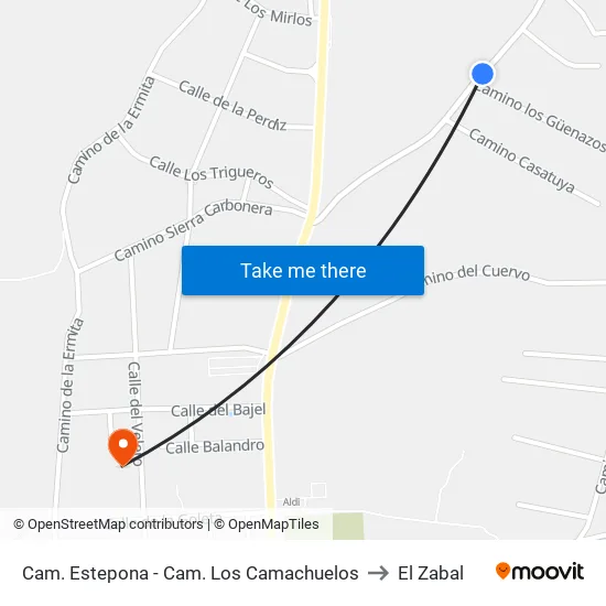 Cam. Estepona - Cam. Los Camachuelos to El Zabal map