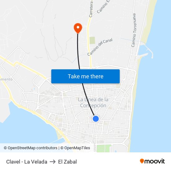 Clavel - La Velada to El Zabal map