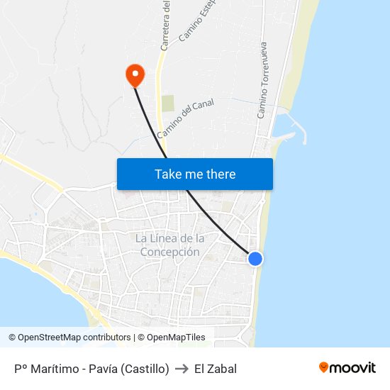 Pº Marítimo - Pavía (Castillo) to El Zabal map