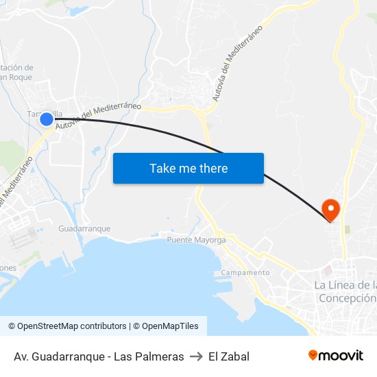 Av. Guadarranque - Las Palmeras to El Zabal map