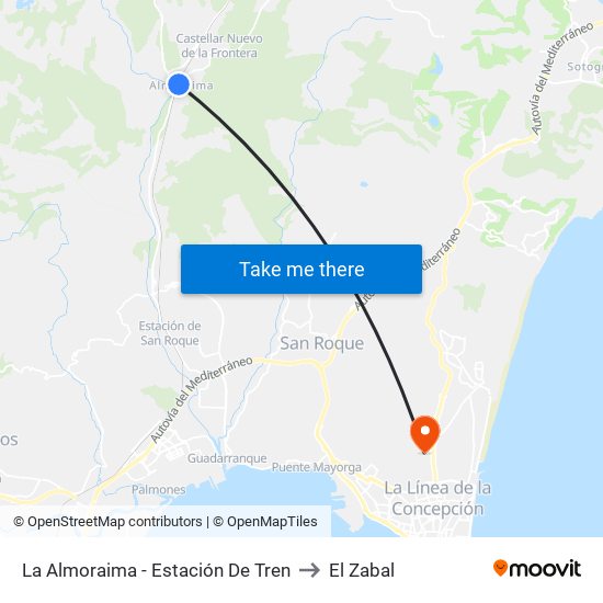 La Almoraima - Estación De Tren to El Zabal map