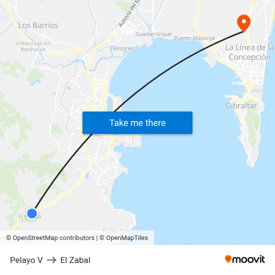 Pelayo V to El Zabal map
