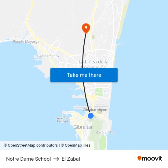 Notre Dame School to El Zabal map