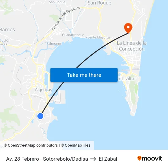 Av. 28 Febrero - Sotorrebolo/Dadisa to El Zabal map
