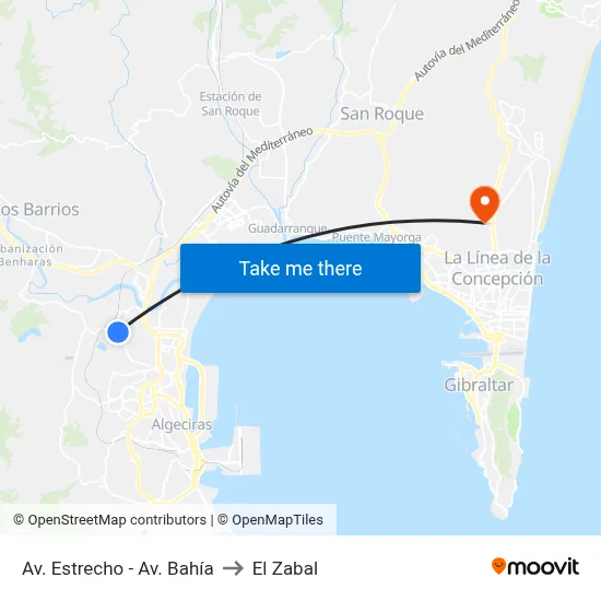 Av. Estrecho - Av. Bahía to El Zabal map