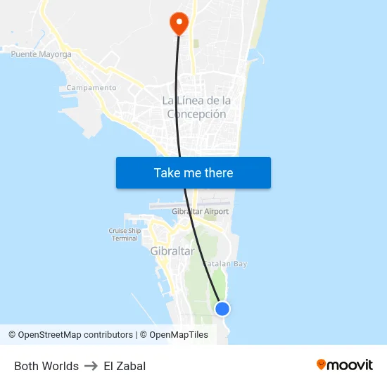 Both Worlds to El Zabal map