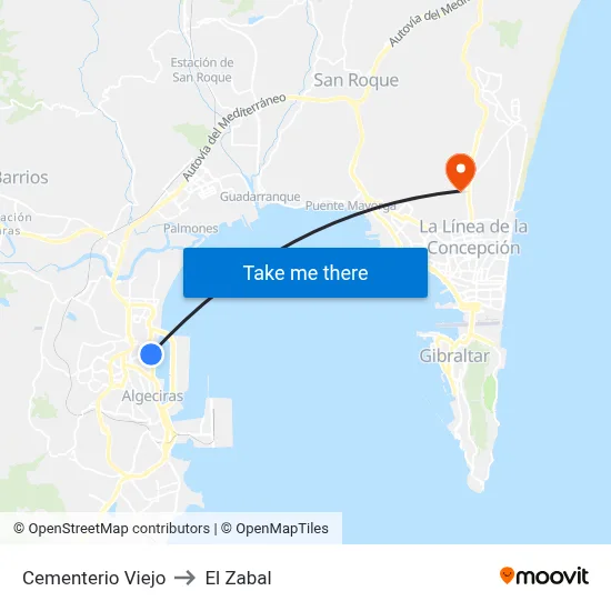 Cementerio Viejo to El Zabal map