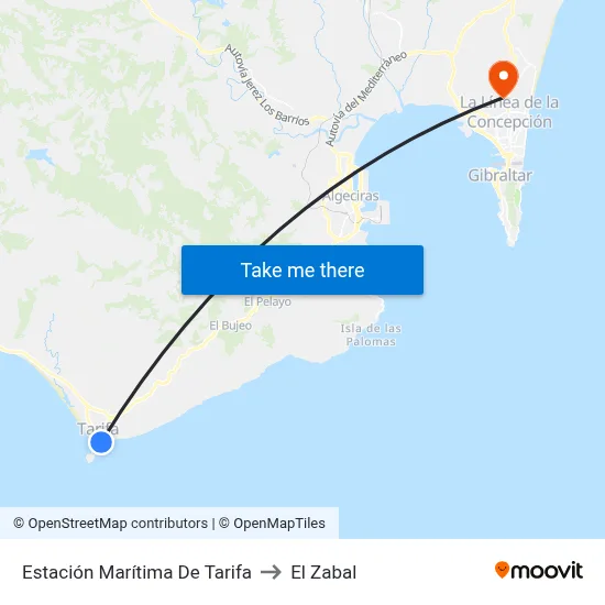 Estación Marítima De Tarifa to El Zabal map
