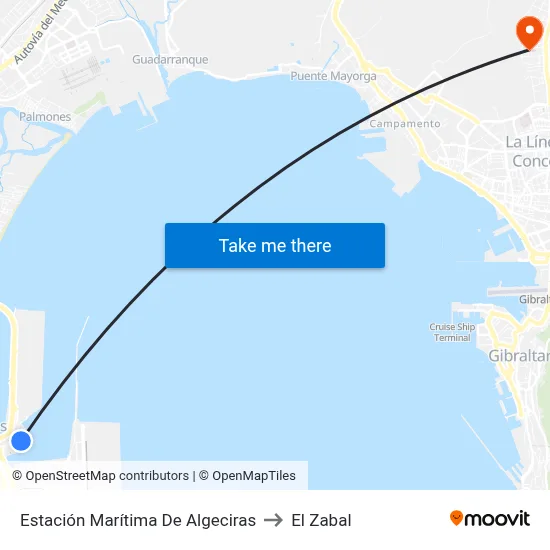 Estación Marítima De Algeciras to El Zabal map