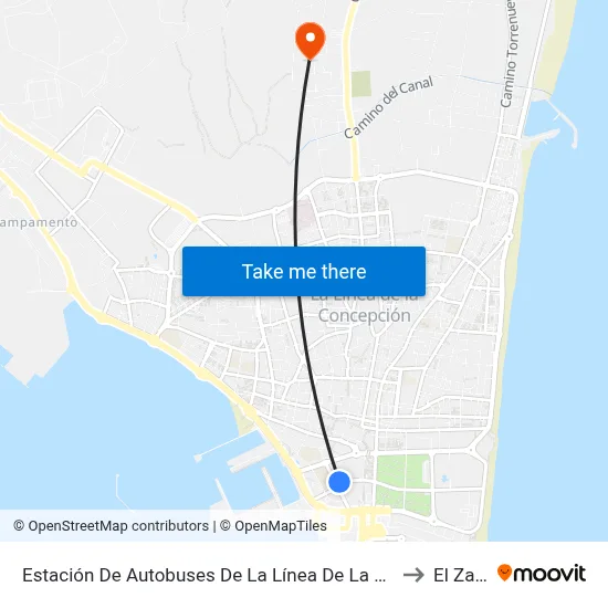 Estación De Autobuses De La Línea De La Concepción to El Zabal map