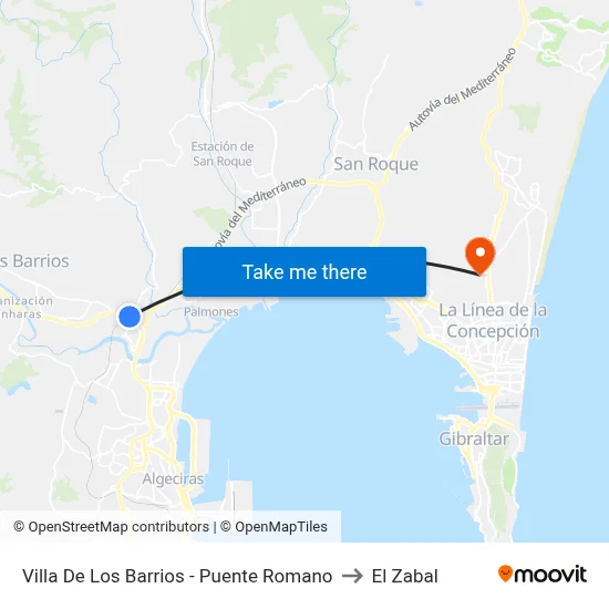 Villa De Los Barrios - Puente Romano to El Zabal map