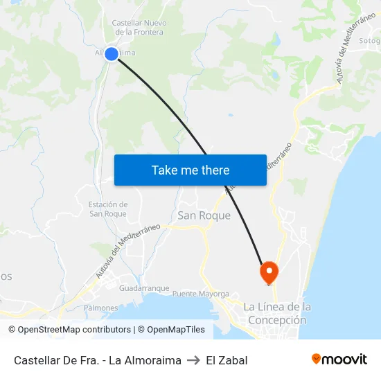Castellar De Fra. - La Almoraima to El Zabal map