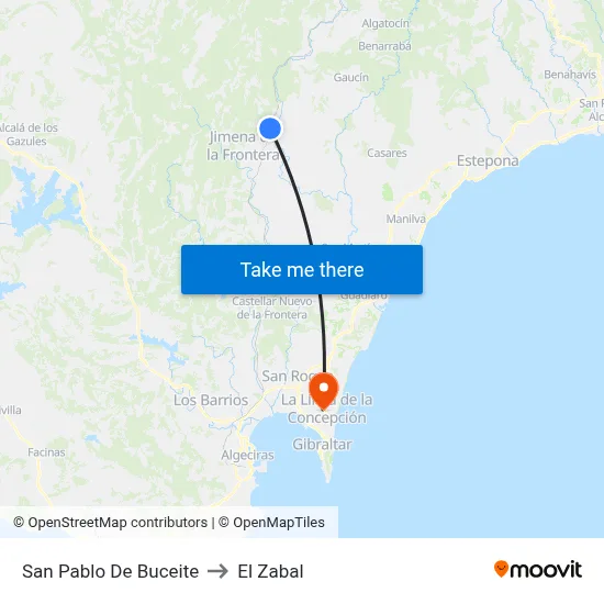 San Pablo De Buceite to El Zabal map