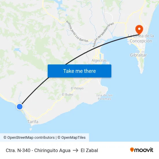 Ctra. N-340 - Chiringuito Agua to El Zabal map