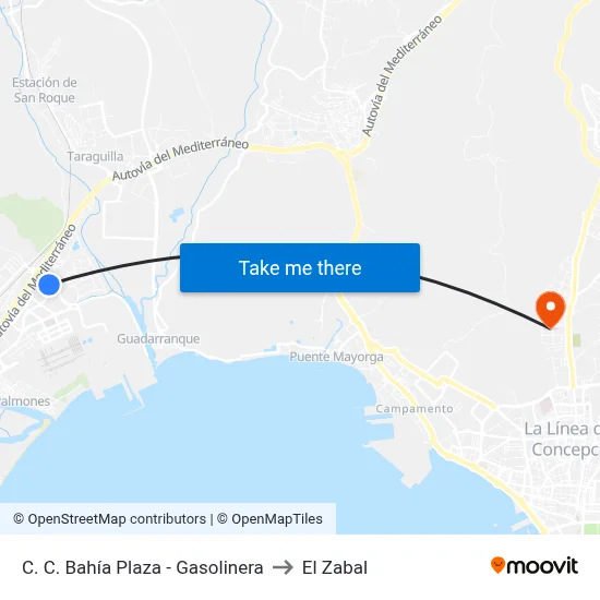 C. C. Bahía Plaza - Gasolinera to El Zabal map
