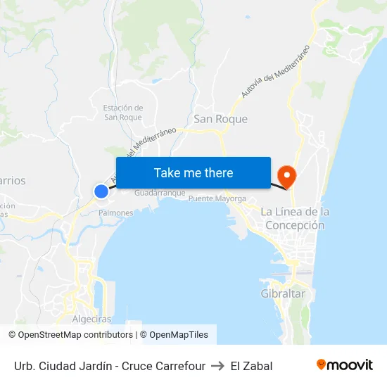 Urb. Ciudad Jardín - Cruce Carrefour to El Zabal map