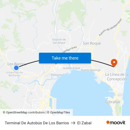 Terminal De Autobús De Los Barrios to El Zabal map